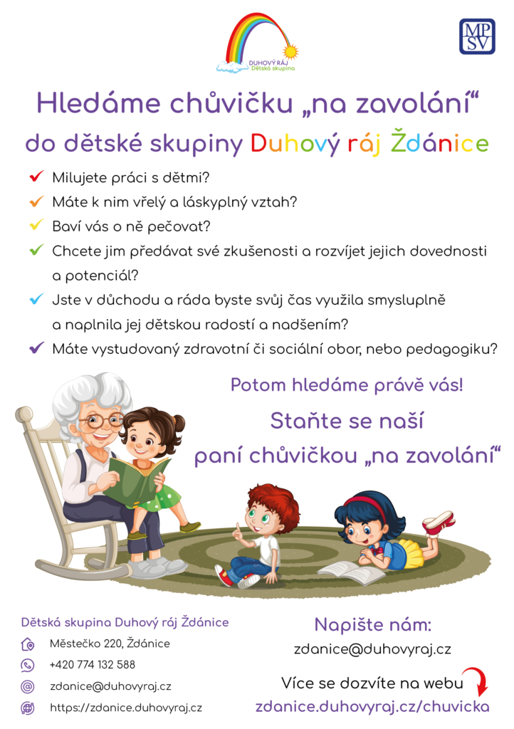 Hledáme chůvičku na zavolání | Dětská skupina Duhový ráj Ždánice